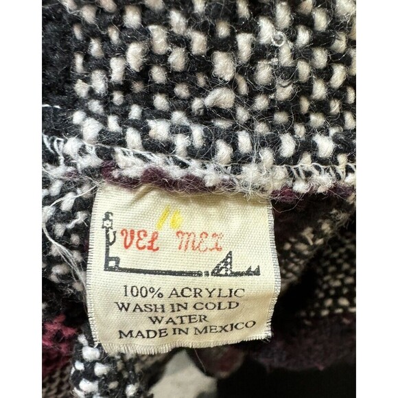 Vel Mex Mexican ART Poncho Pullover Hoodie Stripe Surf Skate Indie Pocket -M - Picture 3 of 4